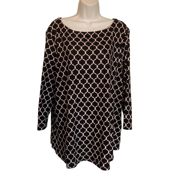 Charter Club Tops - Charter Club Black Moroccan Print Top 3X